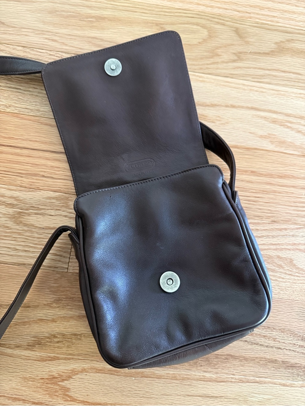 Vintage Italian Leather Crossbody Bag Dark Brown Adjustable Strap Mini Purse - Picture 6 of 13